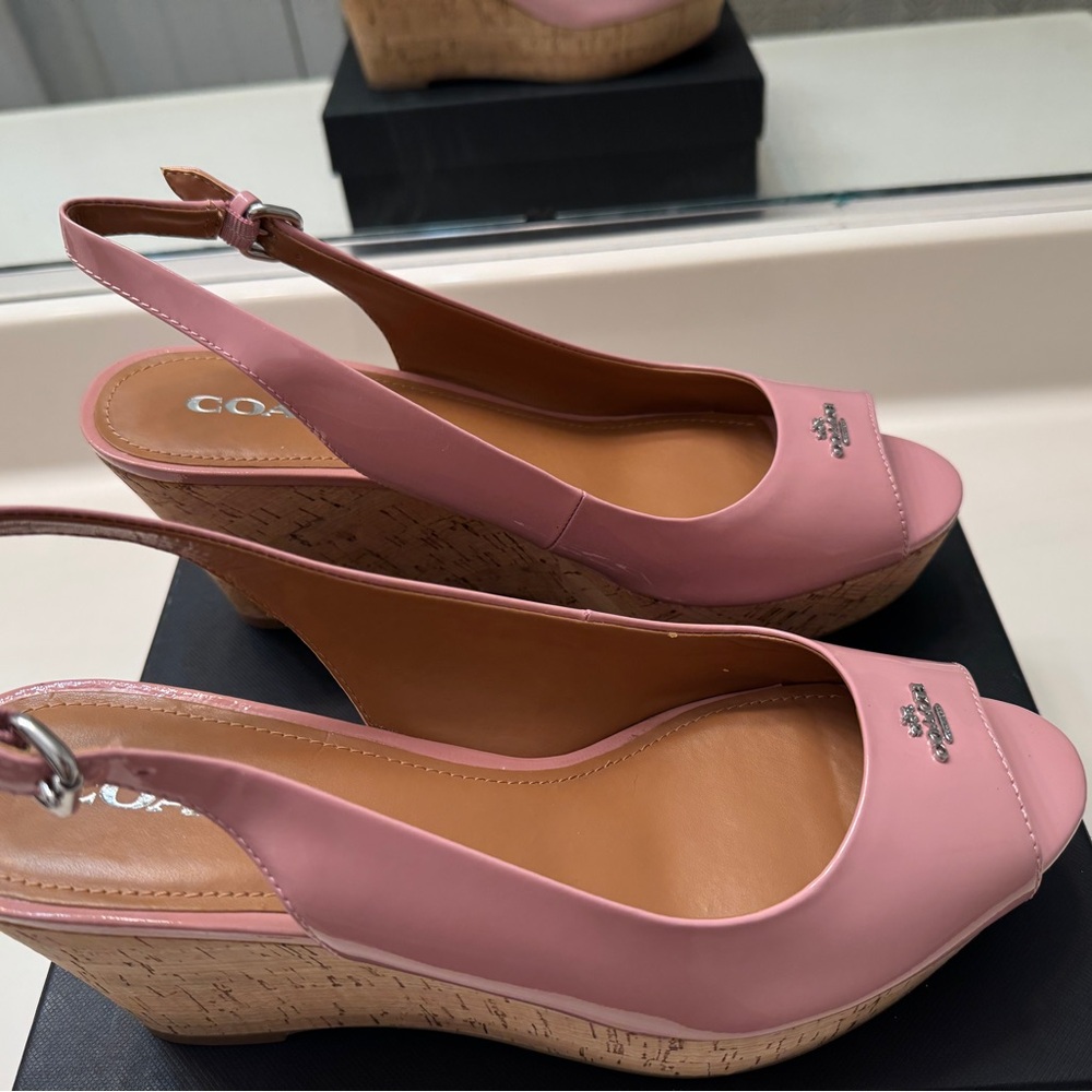 Coach Blush Pink Peep-Toe Slingback Heels - Classic and Chic - Picture 2 of 8